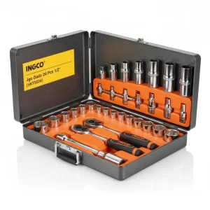 Jgo Dado 24 Pcs 1/2 Caja Metalica Ingco (hkts0243) - Imagen 1