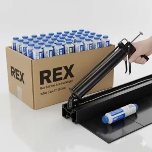 Rex Silicona Acetica Negra 300ml (caja 12) (30363) - Imagen 1