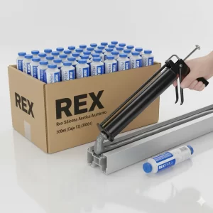 Rex Silicona Acetica Aluminio 300ml (caja 12) (30364) - Imagen 1