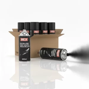 Pintura Spray General Negro Brill 400ml 6 Uni (60014) Rex - Imagen 1