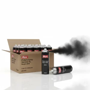 Pintura Spray General Xl Negro Brill 650ml 12uni (60300) Rex - Imagen 1