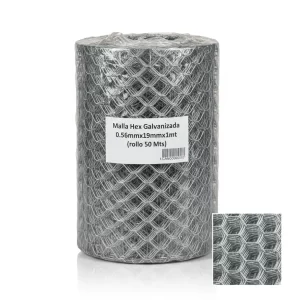 Malla Hex Galvanizada 0.56mmx19mmx1mt (rollo 50 Mts) - Imagen 1