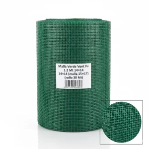 Malla Verde Vent Fv 1.2 Mt 14x14 (malla 15x17) (rollo 30 Mt) - Imagen 1