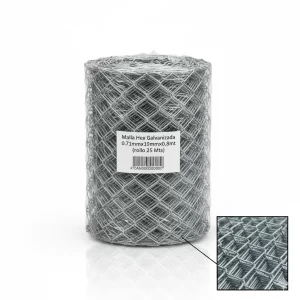 Malla Hex Galvanizada 0.71mmx19mmx0.8mt (rollo 25 Mts) - Imagen 1