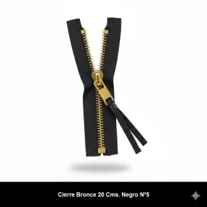 Cierre Bronce 20 Cms. Negro N°5 - Imagen 1